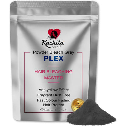 Kachita Spell Professional Powder Hair Lightener front pouch view showing PLEX technology logo