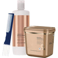 Schwarzkopf Professional BlondeMe Lightener Premium Bleach XXL bundle front view with developer and application brush