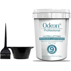Odeon Professional Ultra-Lifting Powder Lightener front view of the 4 Ounce packaging showcasing the professional hair bleach powder.