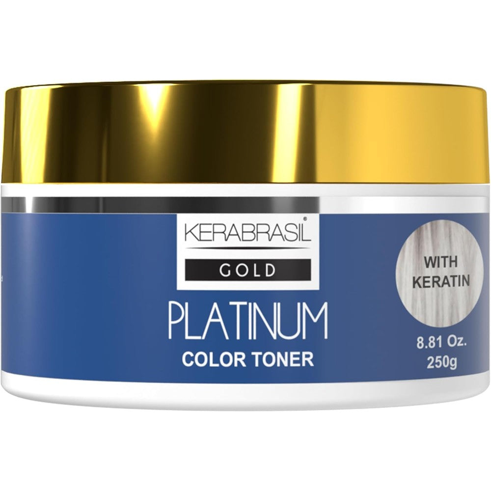 Kerabrasil Platinum Blonde Enhancing hair treatment mask front view jar for color correction.