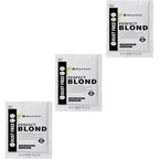 Blond Forte Perfect Blonde Blue Powder Lightener three pack front view highlighting extra strength formula for dark hair
