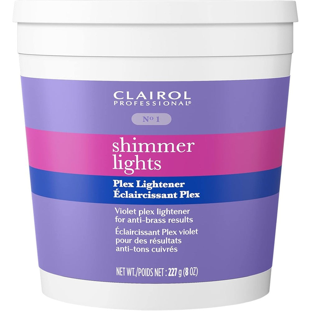 Clairol Professional Shimmer Lights Violet Plex Lightener and Treatment packaging front view