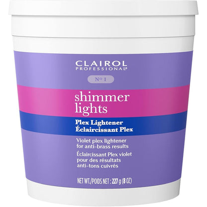 Clairol Professional Shimmer Lights Violet Plex Lightener and Treatment packaging front view