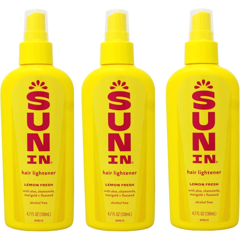 Sun In Hair Lightener Spray Lemon Fresh front view of three pack imported bottle