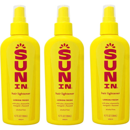 Sun In Hair Lightener Spray Lemon Fresh front view of three pack imported bottle