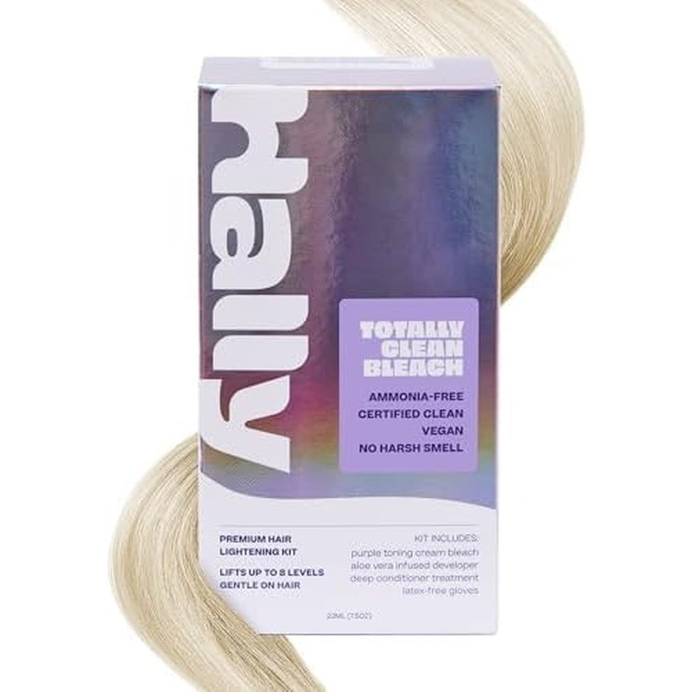 Hally Hair Totally Clean Bleach Kit packaging front view showcasing ammonia free claim