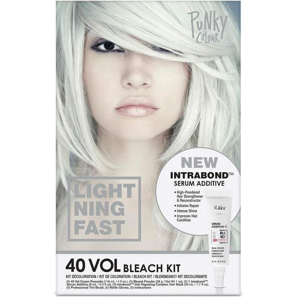 Punky Intrabond 40 Volume Hair Bleach Kit front view showcasing packaging and contents for at-home hair lightening