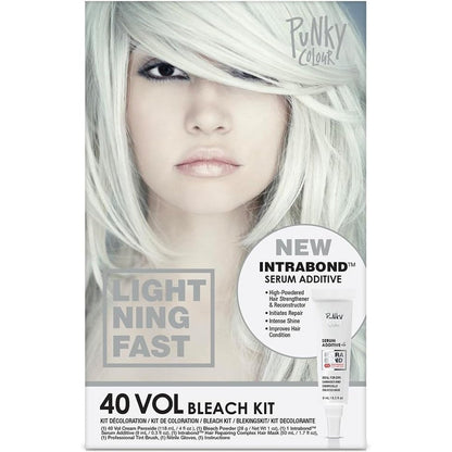 Punky Intrabond 40 Volume Hair Bleach Kit front view showcasing packaging and contents for at-home hair lightening