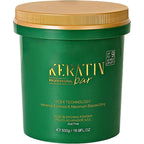 Keratin Bar Professional Blue Bleaching Powder front view container showing Plex technology label