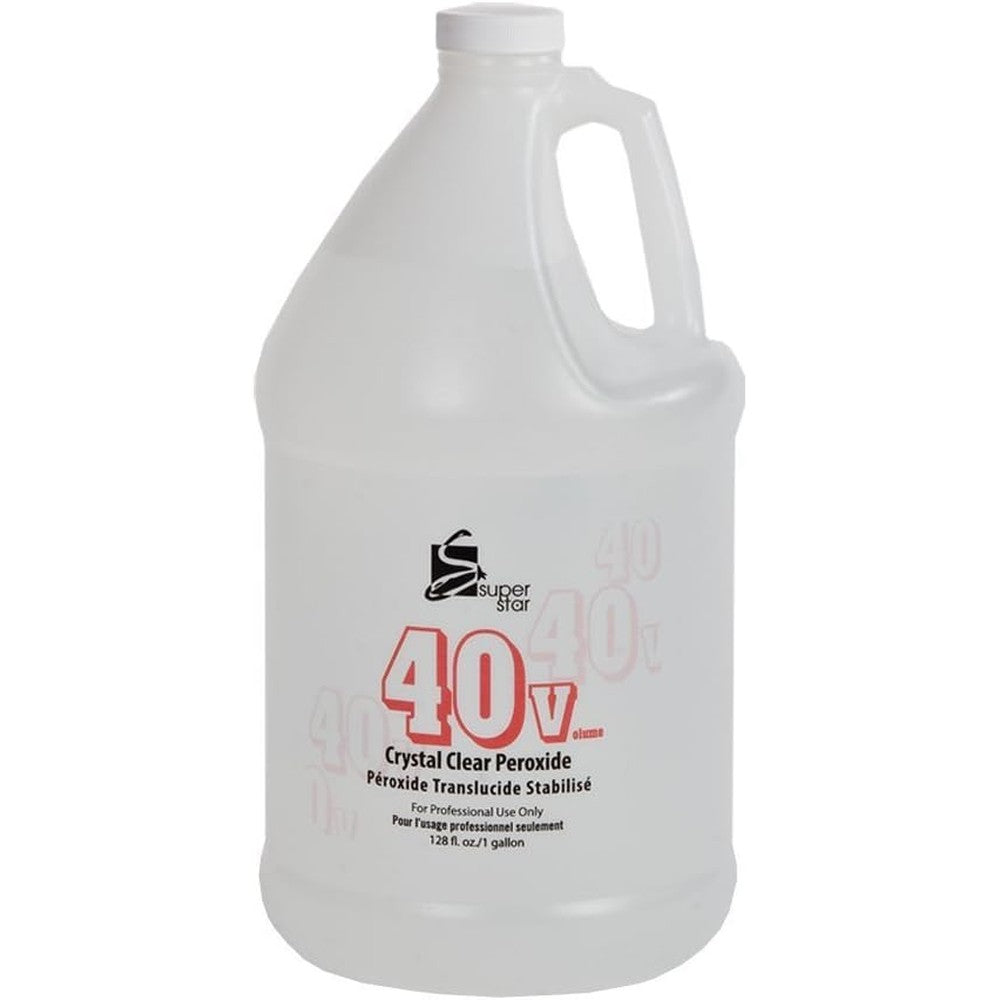 Super Star forty volume stabilized crystal clear liquid peroxide hair developer one gallon bottle front view