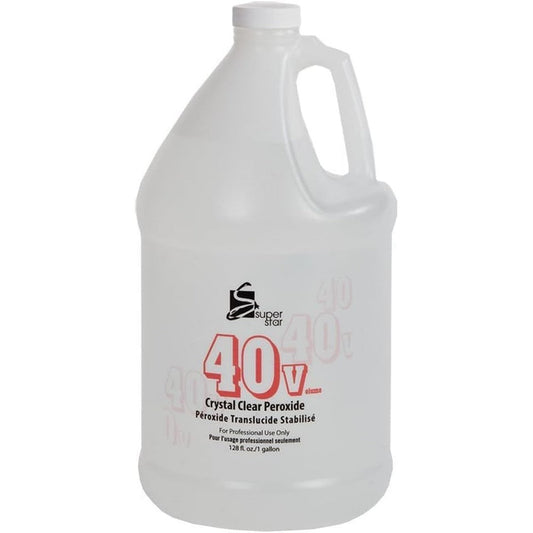 Super Star forty volume stabilized crystal clear liquid peroxide hair developer one gallon bottle front view