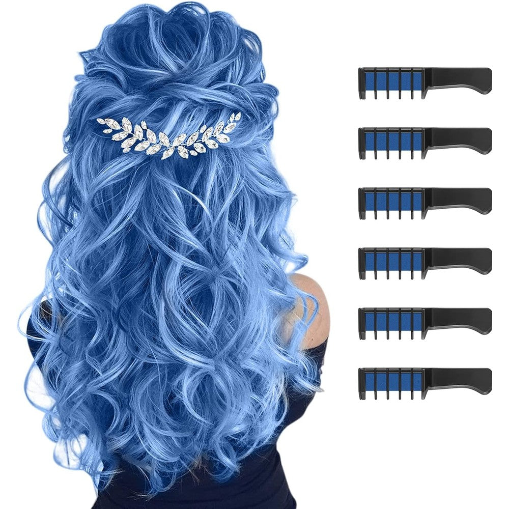 MSDADA blue hair chalk temporary comb front view in gift packaging