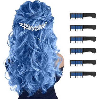 MSDADA blue hair chalk temporary comb front view in gift packaging
