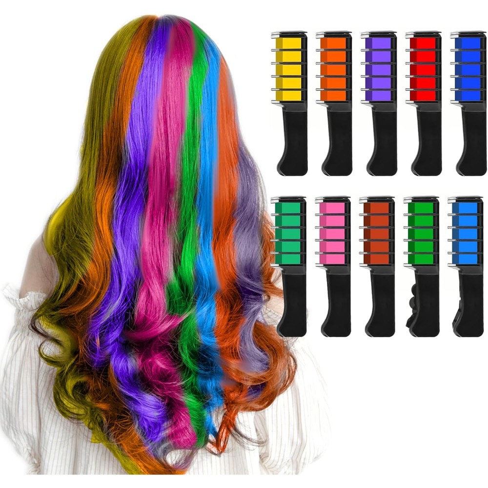 Denestup 10 colors temporary hair chalk comb set front view