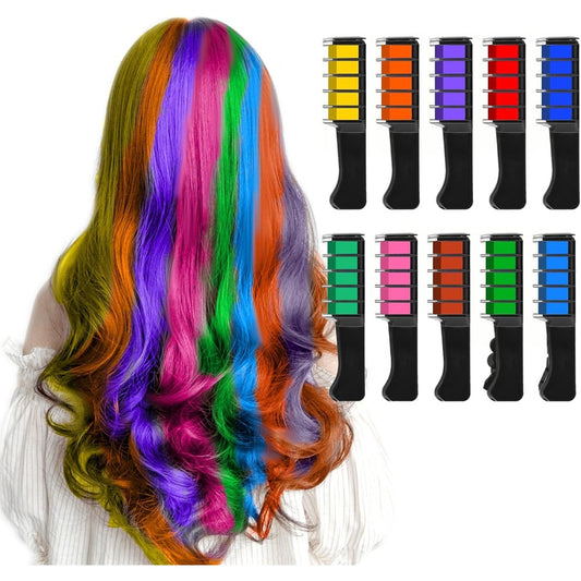 Denestup 10 colors temporary hair chalk comb set front view