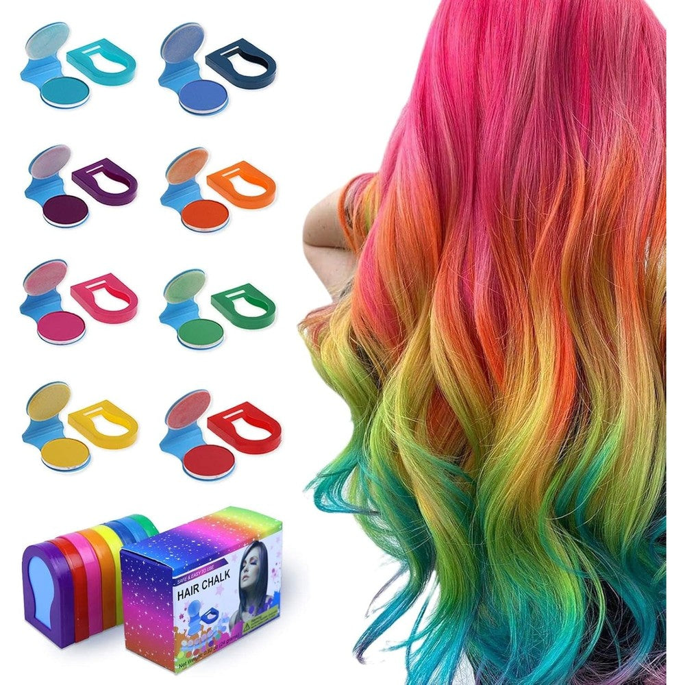 TALLSOCNE Hair Chalk for Kids 8-Color set front packaging view showing vibrant temporary hair dye choices.