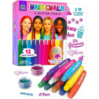 Purple Ladybug 12 colors hair chalk studio set front view showing temporary color pens and glitter accessories