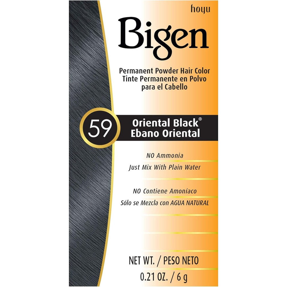Bigen Permanent Powder Hair Color 59 Oriental Black 3 Pack front view