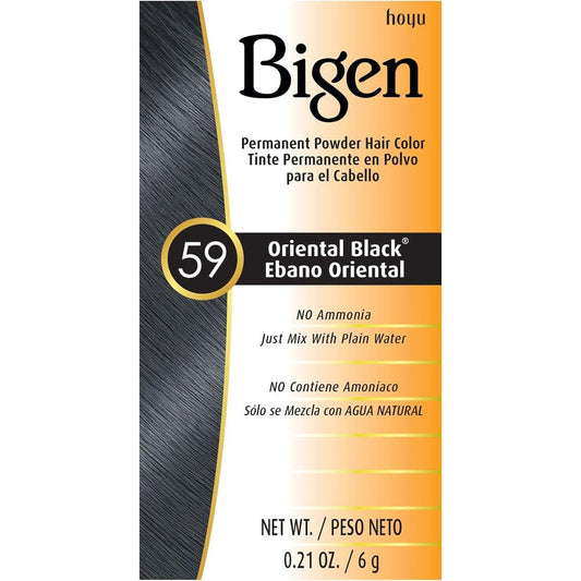 Bigen Permanent Powder Hair Color 59 Oriental Black 3 Pack front view