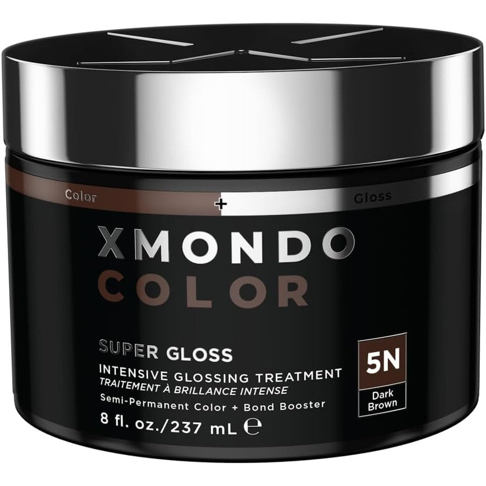 XMONDO Color 5N Dark Brown Color Depositing Mask 8 Fluid Ounce front view bottle for salon gloss hair treatment.