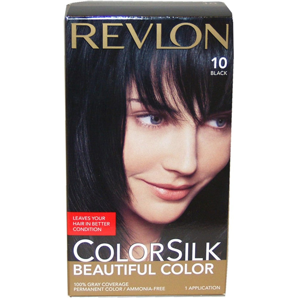 Revlon ColorSilk Beautiful Color 10 Black three pack front view