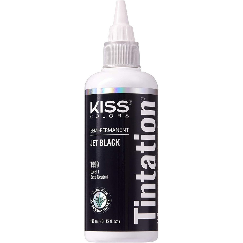 Red by Kiss Tintation Semi Permanent Hair Color Jet Black front view bottle showcasing natural ingredients
