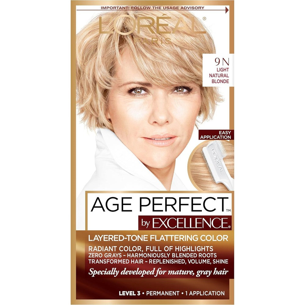 L'Oreal Paris Excellence Age Perfect 9N Light Natural Blonde front view packaging