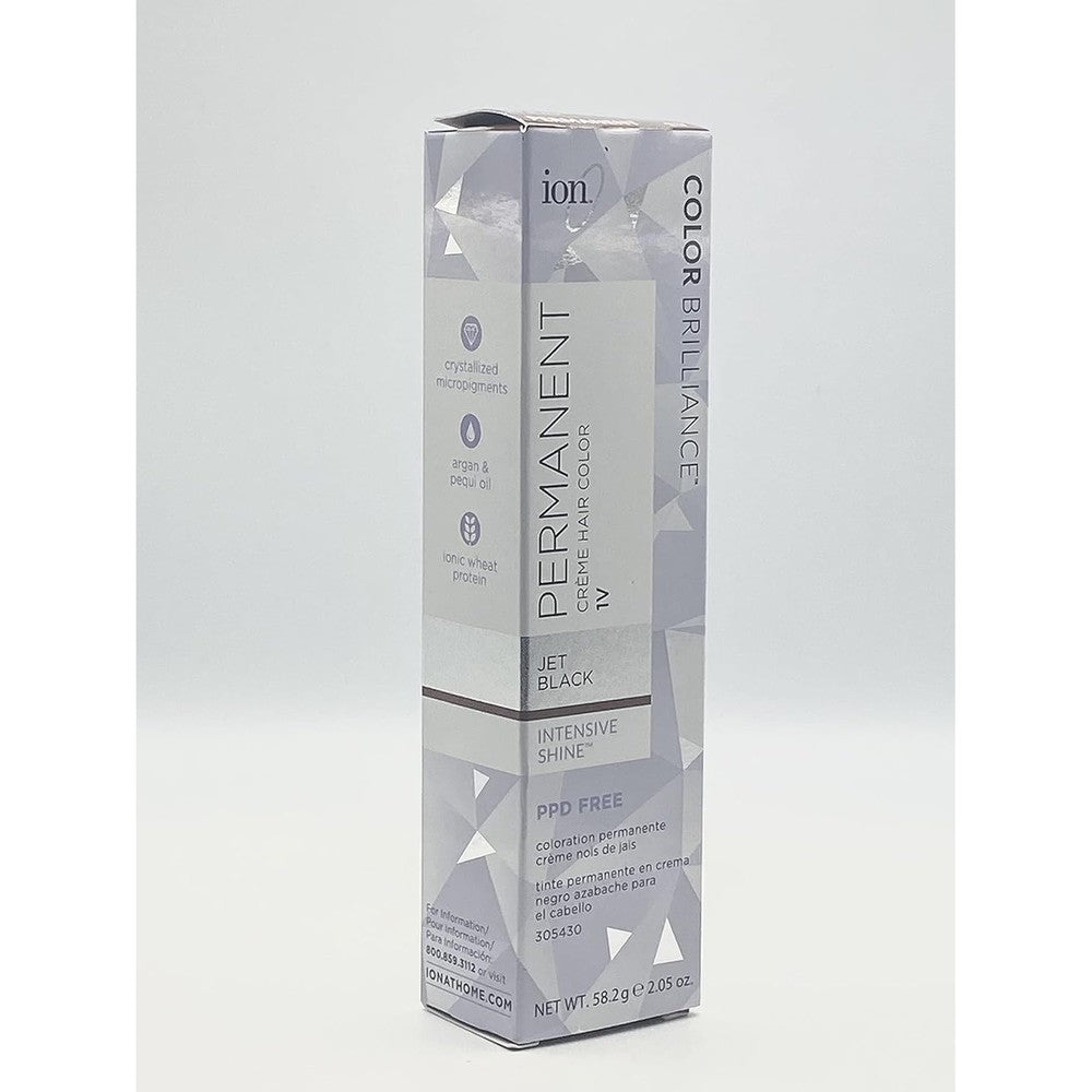 Ion Color Brilliance Permanent Creme Hair Color 1V Jet Black front view package shot