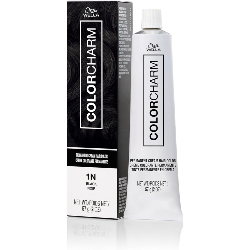 Wella Colorcharm Permanent Cream Hair Dye front packaging view for dark brown and black shades