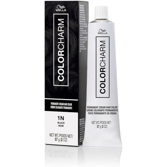 Wella Colorcharm Permanent Cream Hair Dye front packaging view for dark brown and black shades