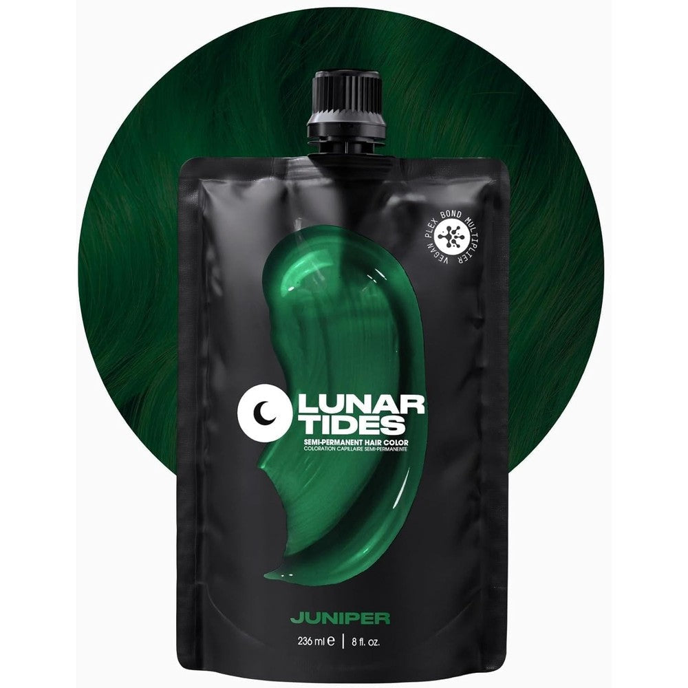 Lunar Tides Semi Permanent Hair Color front view packaging jar in Juniper Green