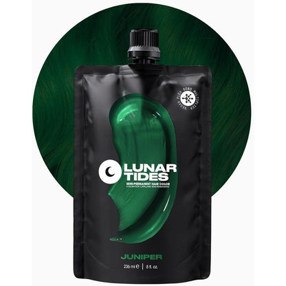 Lunar Tides Semi Permanent Hair Color front view packaging jar in Juniper Green