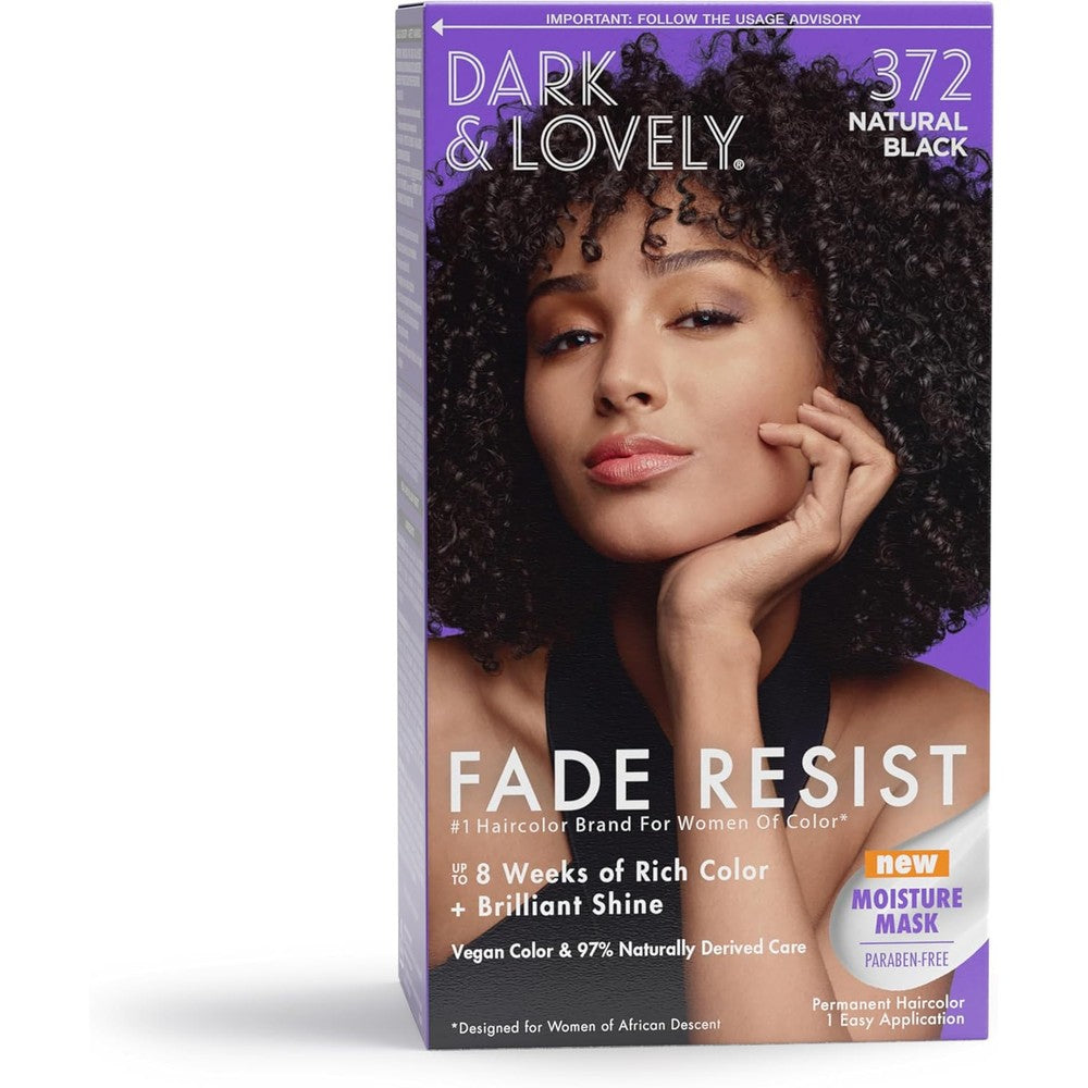 SoftSheen-Carson Dark and Lovely Fade Resist Natural Black 372 front view of box packaging