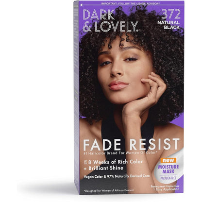 SoftSheen-Carson Dark and Lovely Fade Resist Natural Black 372 front view of box packaging