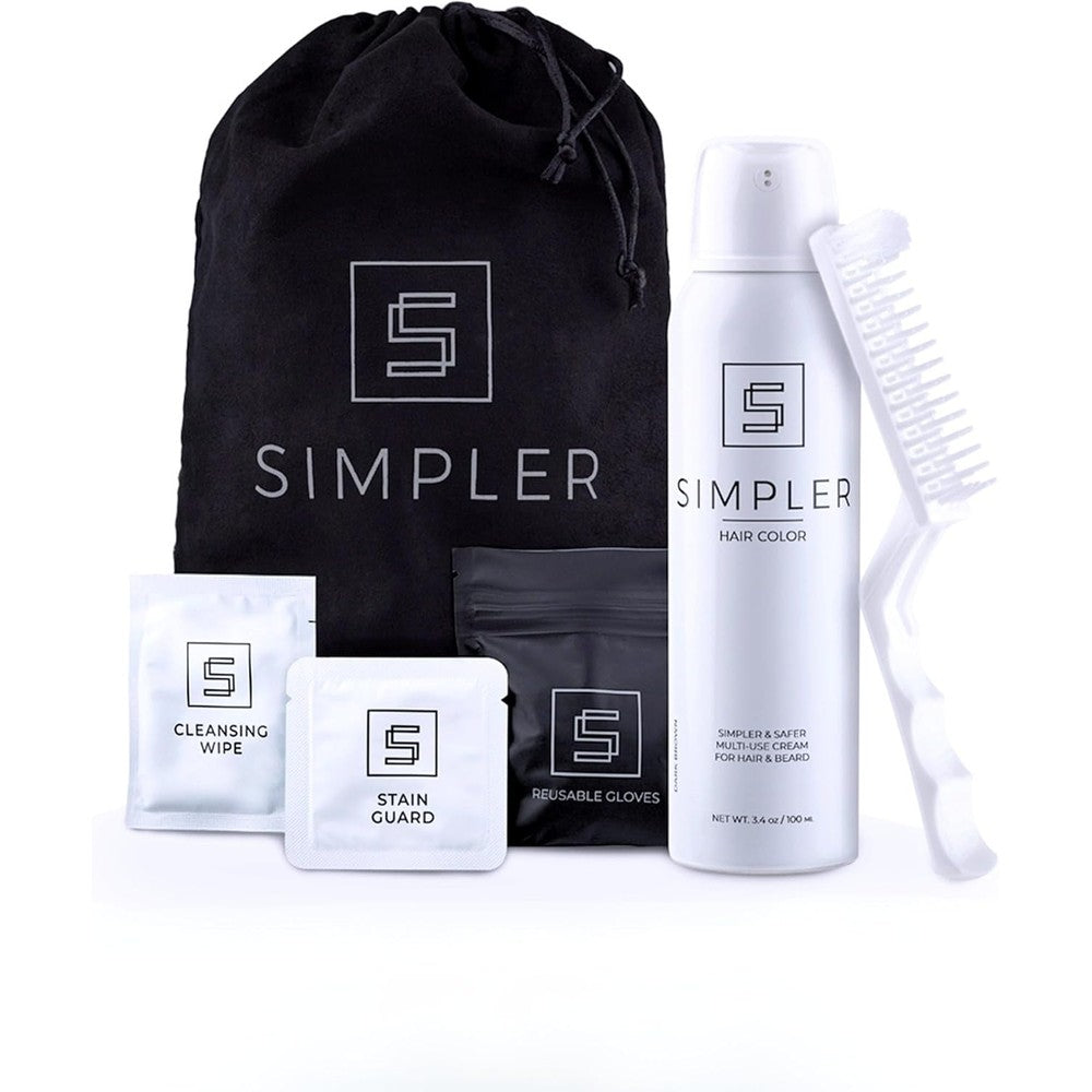 Simpler Mens Hair Color Kit front view showing the packaging for natural black dye.