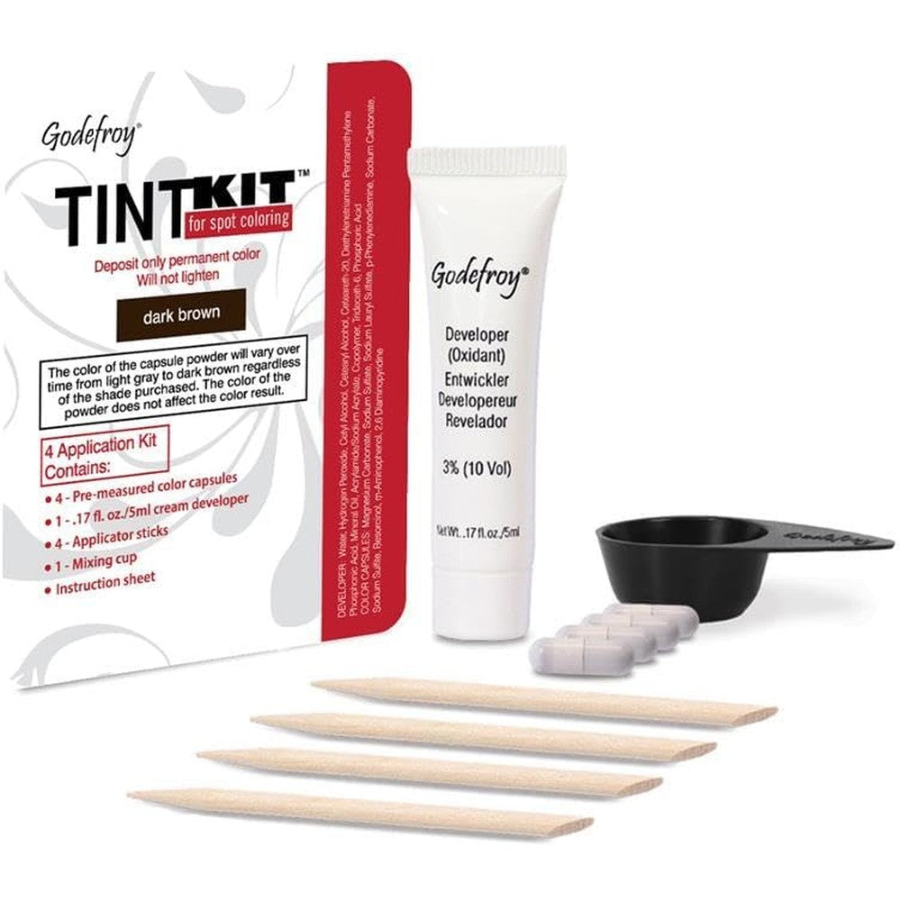 Godefroy Hair Color Kit for Spot Coloring front packaging showing dark brown shade