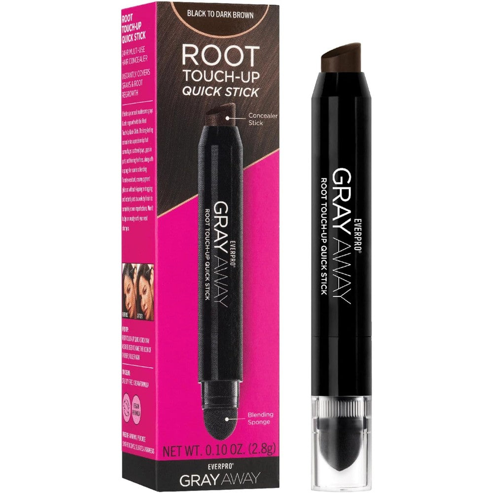 EVERPRO Gray Away Root Touchup Quick Stick in Black Dark Brown front view temporary root concealer