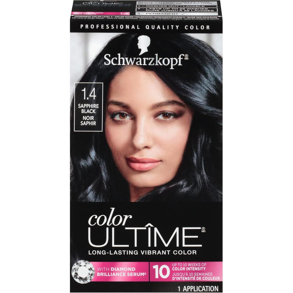Schwarzkopf Color Ultime 1.4 Sapphire Black Hair Dye front packaging box view