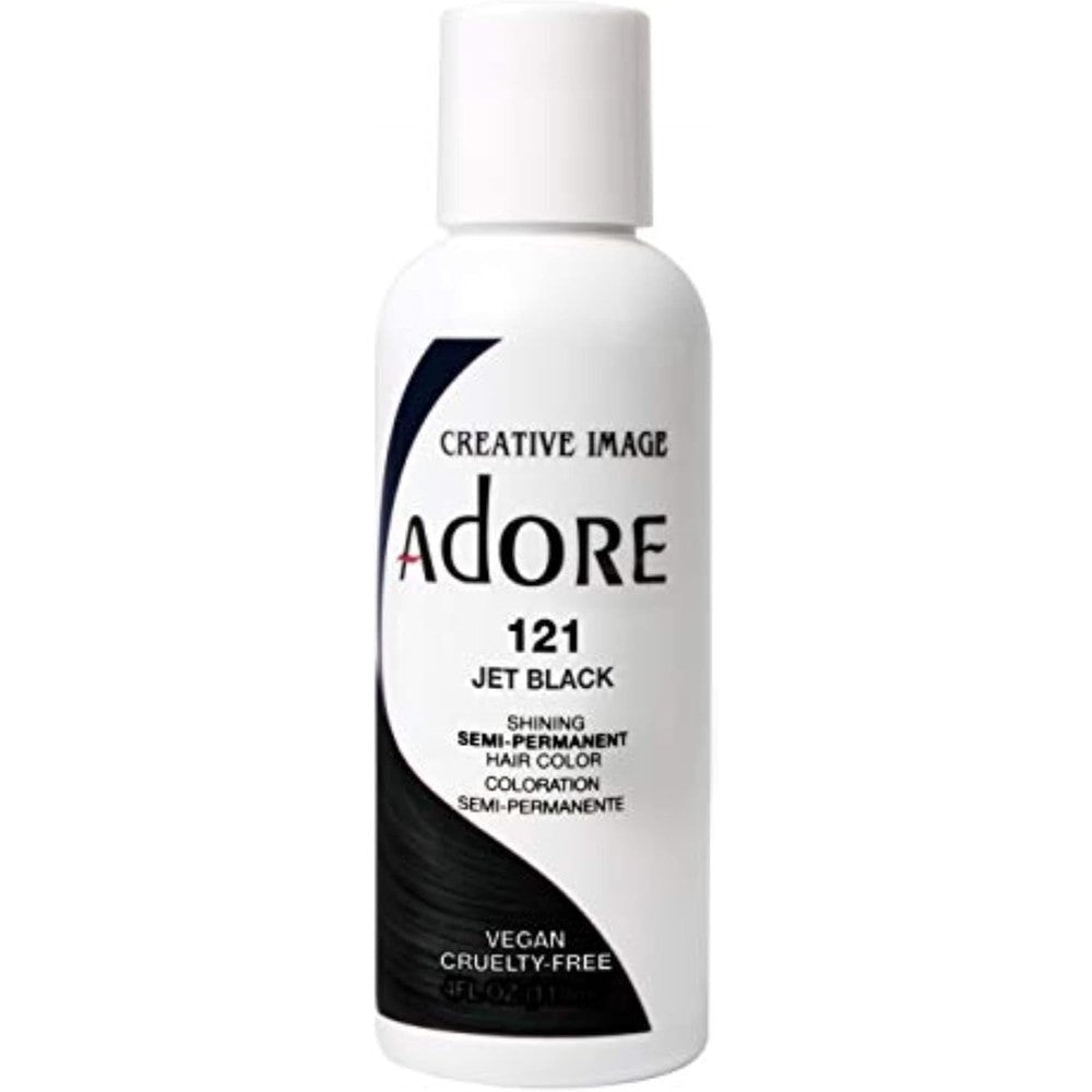 Adore Semi Permanent Hair Color 121 Jet Black two pack front view authentic vegan hair dye