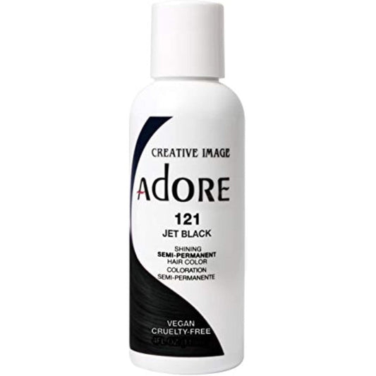 Adore Semi Permanent Hair Color 121 Jet Black two pack front view authentic vegan hair dye