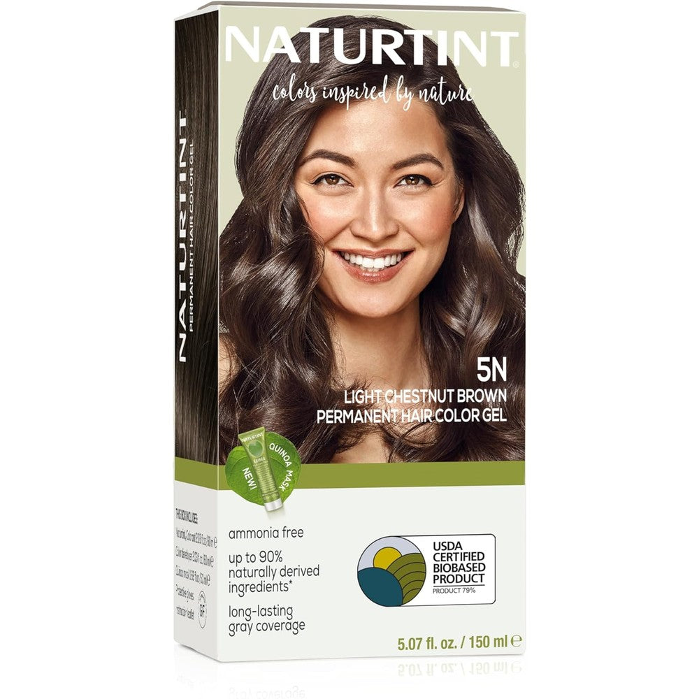 Naturtint Permanent Hair Color 5N Light Chestnut Brown front packaging view for premium ammonia free hair dye
