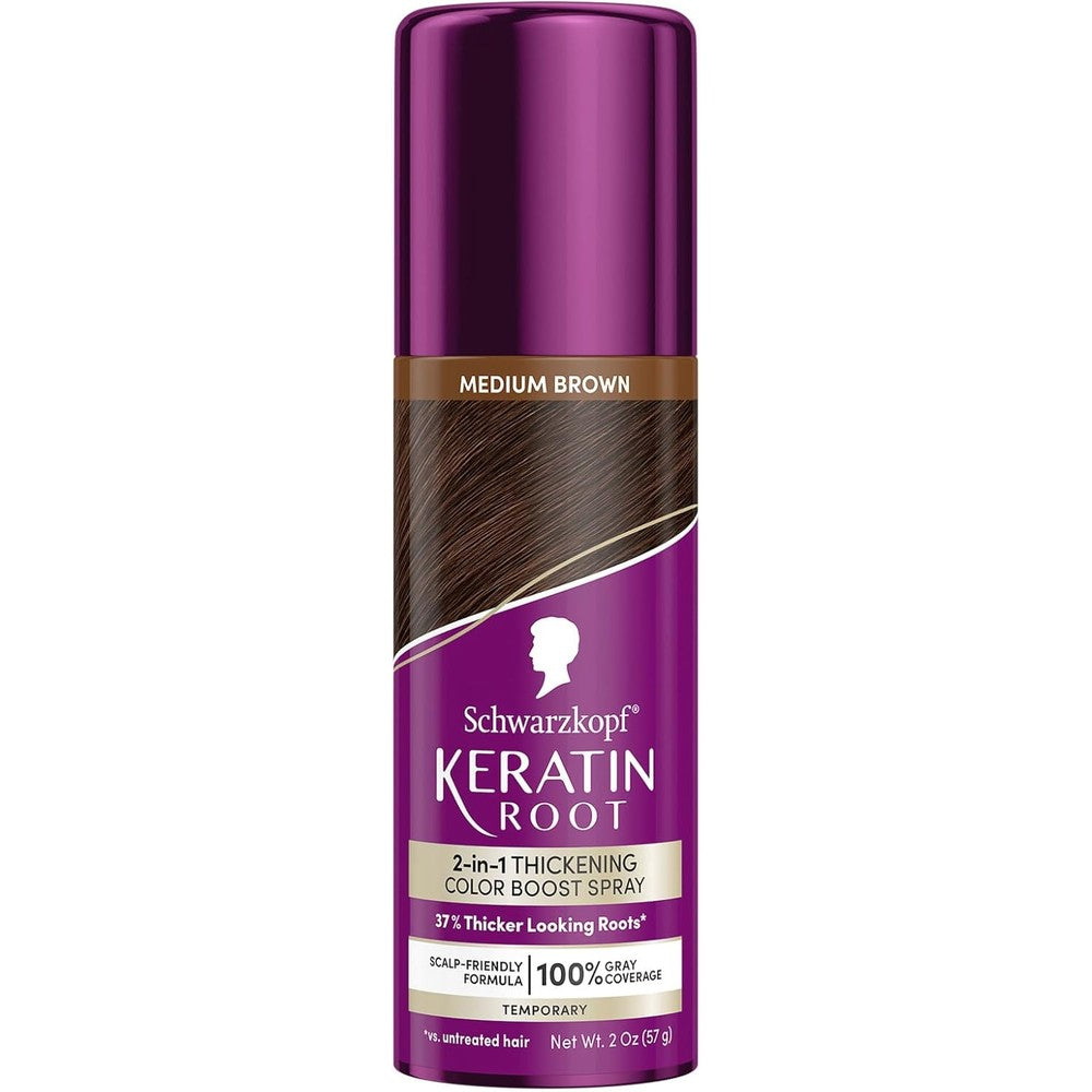 Schwarzkopf Keratin Color Root Temporary Hair Color Spray Medium Brown bottle