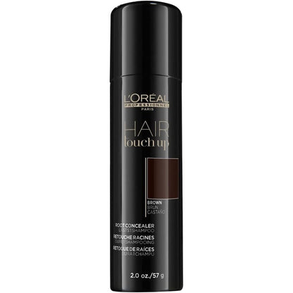L'OrÃ©al Professionnel Hair Touch Up root concealer spray front view for instant grey hair coverage