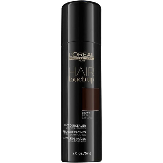 L'OrÃ©al Professionnel Hair Touch Up root concealer spray front view for instant grey hair coverage