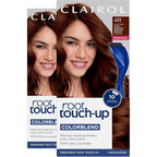 Clairol Root Touch-Up Permanent Hair Dye 4R Dark Auburn front view packaging showing the reddish brown hair color shade indicator.