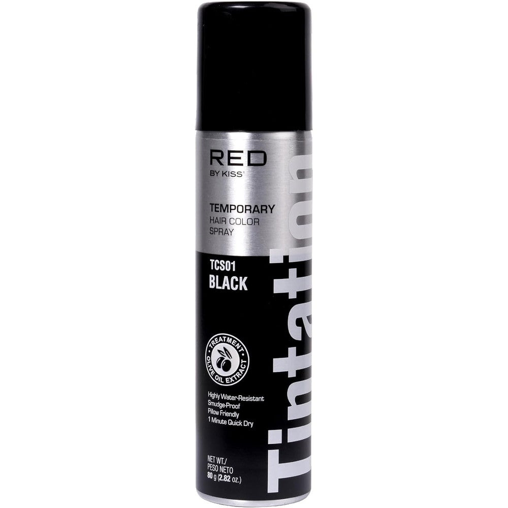 Red by Kiss Tintation Temporary Hair Color Spray front view showing black variant bottle