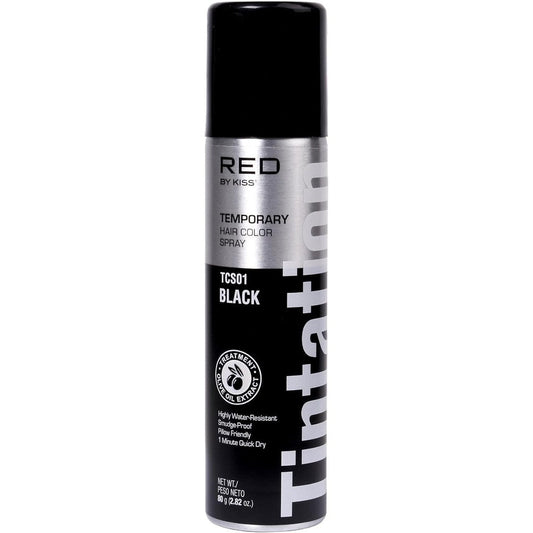 Red by Kiss Tintation Temporary Hair Color Spray front view showing black variant bottle
