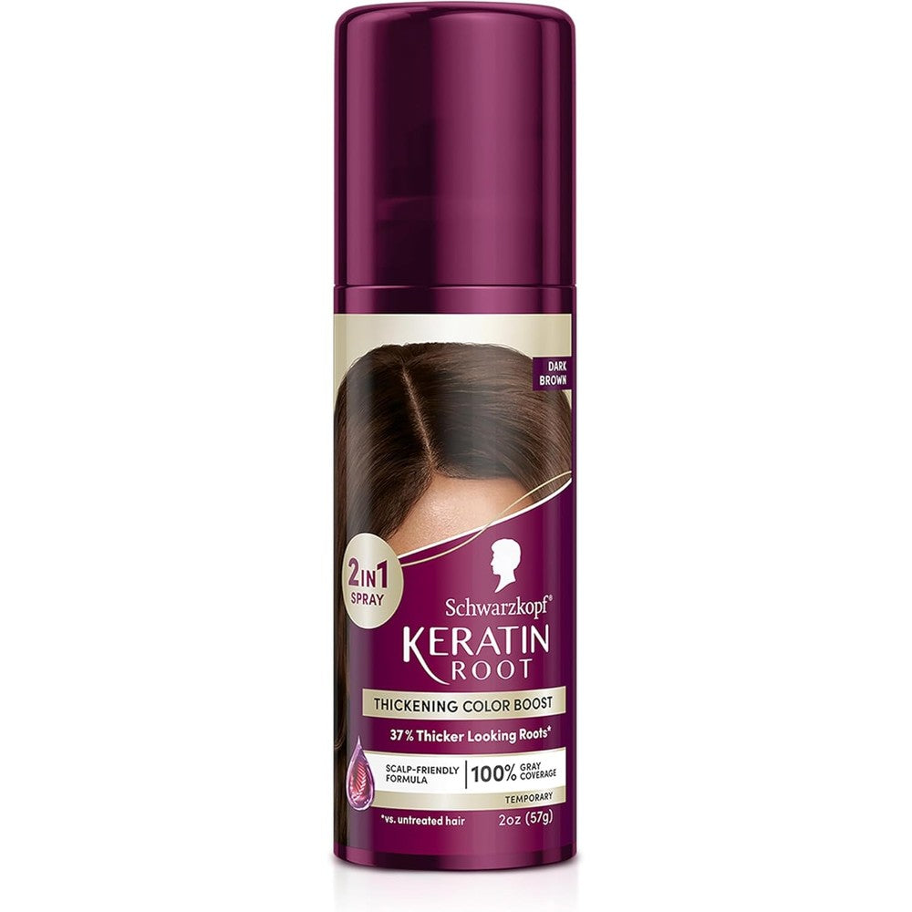 Schwarzkopf Keratin Root Temporary Hair Color Spray Dark Brown front view