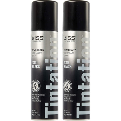 Kiss Tintation Temporary Hair Color Spray Black front view