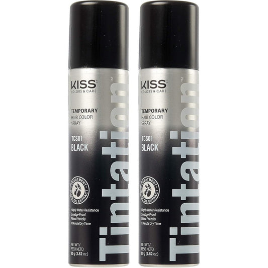 Kiss Tintation Temporary Hair Color Spray Black front view